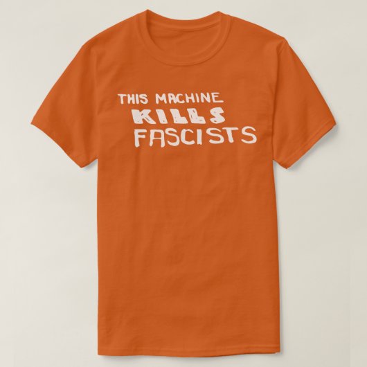 Woody Guthrie Deze machine doodt Fascisten Volksmu T-shirt (Design voorkant)