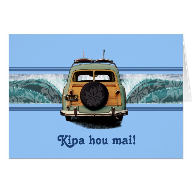 Woody Wave Hawaiian Surf Illustratie (Voorkant Horizontaal)