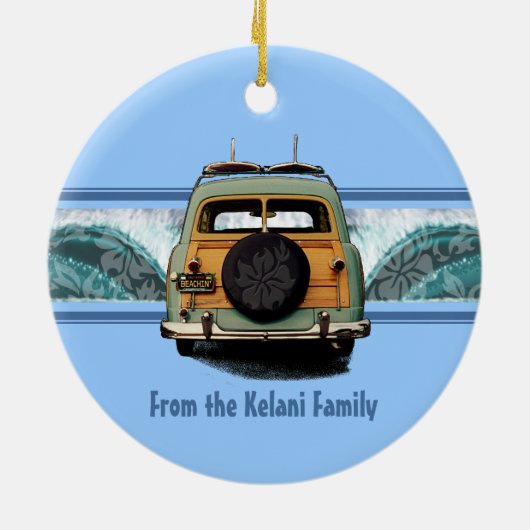 Woody Wave Surf Ornament (Achterkant)