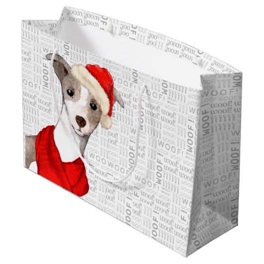 Woof Art Grappige Italiaanse Greyhound Hond Kerstm Groot Cadeauzakje (Achterkant Gekanteld)
