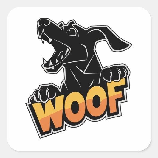 Woof Dog Illustration Square Stickers (Voorkant)