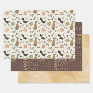 WOOF! Hondenliefhebber - Puppies patroon Inpakpapier Vel