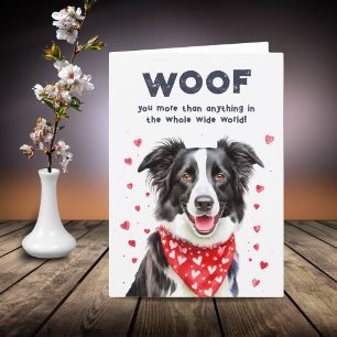 Woof je meer dan Border Collie Hart Bandana Feestdagen Kaart