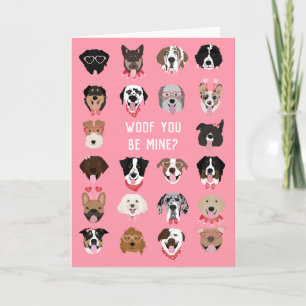 Woof jij bent van mij honden gezicht patroon kaart