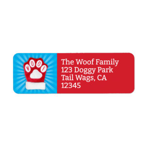WOOF Kersthond Red Paw Mitten Retouradres Etiket