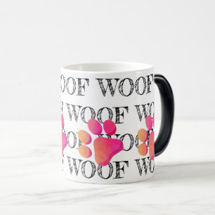 WOOF Patroon Roze Poot Print Kleurrijke Modern Fun Magische Mok