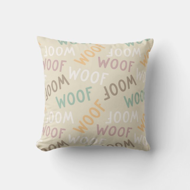 Woof Typography Pattern Kussen (Voorkant)