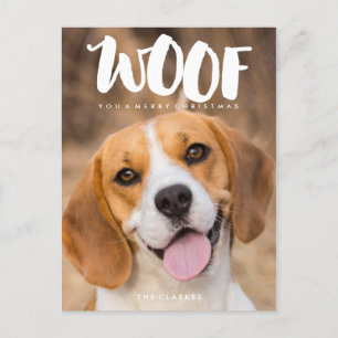WOOF U een prettige kerst Dog Photo Feestdagenkaart