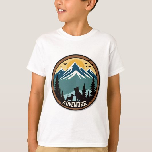 Woof & Wander - Rustic Adventure Dog Badge T-Shirt (Devant)