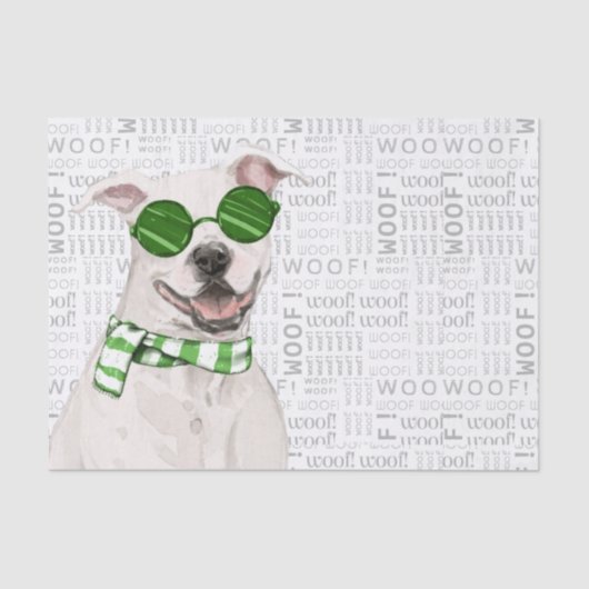 Woof Woordkunst en Kerst Pit Bull Dog Tissuepapier (Voorkant)