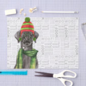Woof Word Art en Christmas Black Labrador Tissuepapier (Craft)