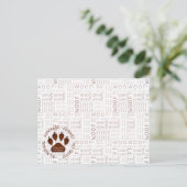 Woof Words en Paw Print in Bruin met Bedrijf Briefkaart (Staand voorkant)