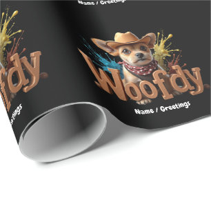 Woofdy Grappige Western Cowboy Hond in Texas Cadeaupapier