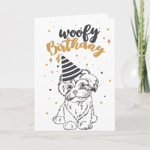 Woofy Birthday Maltese Cute Puppy Sketch Cute Pupp Kaart