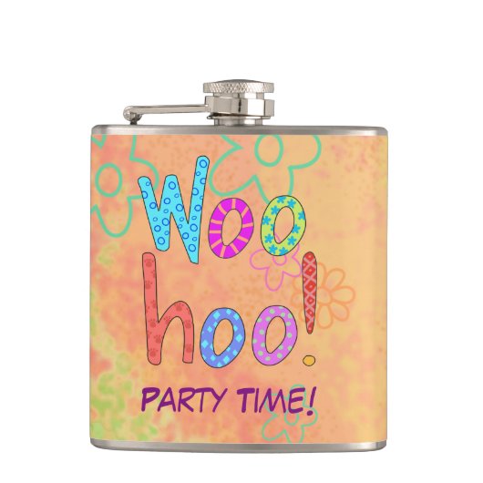 WooHoo Party Time Name Personalized Word Heupfles (Voorkant)