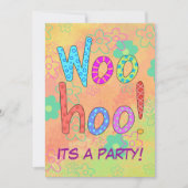 WooHoo Word Texte Art Orange Party Invitation (Devant)