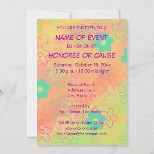 WooHoo Word Texte Art Orange Party Invitation (Dos)