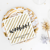 Woohoo | Zwarte en Faux Gold Stripe Afstuderen Servetten