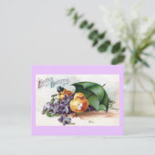 Wooing Chicks en Violets Pasen Feestdagenkaart (Staand voorkant)