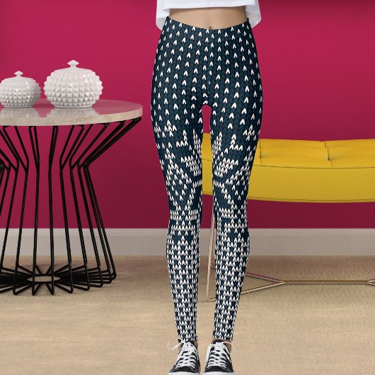 Wool Knitted Christmas And New Year Flower Pattern Leggings