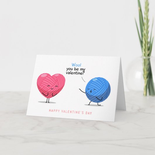 Wool Zou Jij Mijn Valentijn Breien Zijn | Feestdag Feestdagen Kaart (Voorkant)