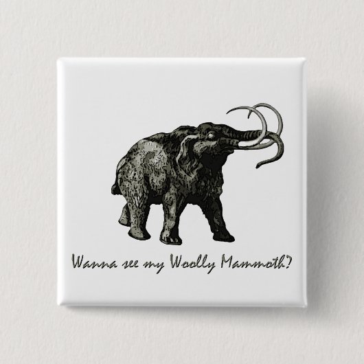 Wooley Mammoth Pin Vierkante Button 5,1 Cm (Voorkant)