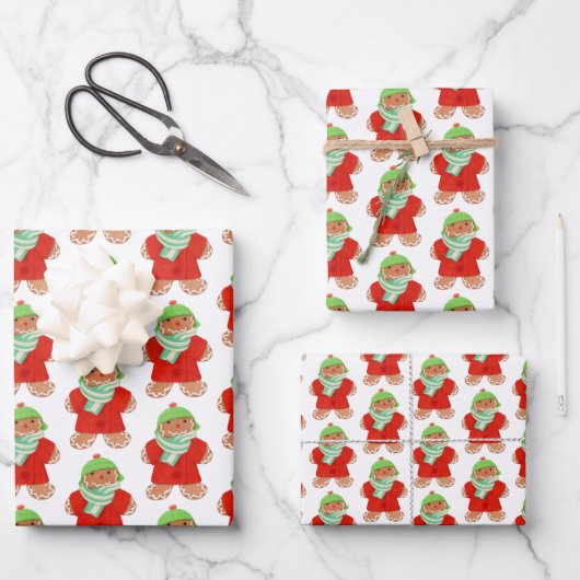 WOOLIE GINGERBREAD Flat Sheet wrapping papier Inpakpapier Vel (Voorkant)