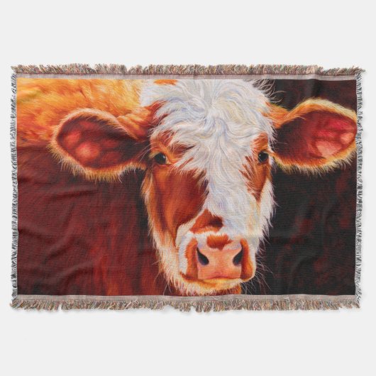 Wooly Bully - Hairy Hereford Calf Cow Throw Deken (Voorkant)