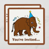 Wooly Mammoth Birthday Uitnodiging (Voorkant / Achterkant)