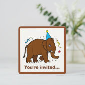 Wooly Mammoth Birthday Uitnodiging (Staand voorkant)
