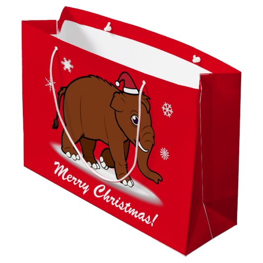 Wooly Mammoth Merry kerst Groot Cadeauzakje (Achterkant Gekanteld)