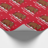 Wooly Mammoth met  naam Santa Hat Cadeaupapier (Hoek)