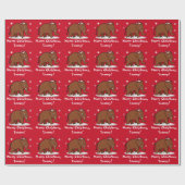 Wooly Mammoth met  naam Santa Hat Cadeaupapier (Vlak)