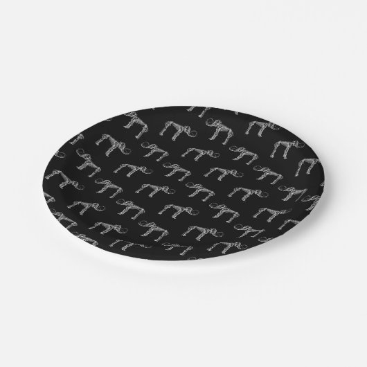 Wooly Mammoth Skeletons Antiek Art Black Papieren Bordje (Gekanteld)