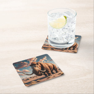 Wooly Mammoth Vierkante Kartonnen Onderzetter
