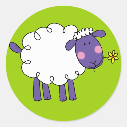 Wooly schaap ronde sticker (Voorkant)