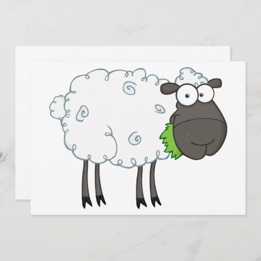 Wooly Sheep-uitnodigingen Kaart (Voorkant / Achterkant)