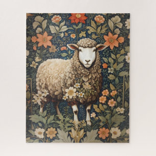 Wooly Sheep William Morris geïnspireerd door Flora Legpuzzel