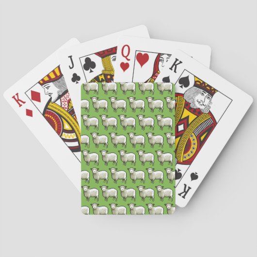 Wooly White Sheep Pixel Pattern Pokerkaarten (Achterkant)