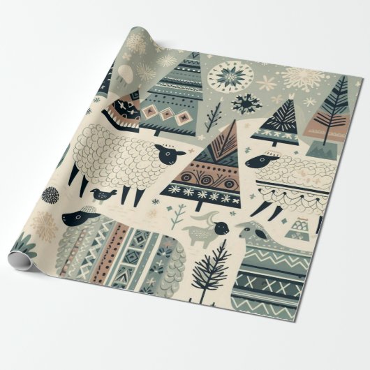 Wooly Winter Wonderland Cadeaupapier (Uitgerold)