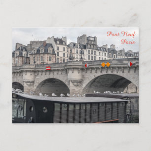 Woonboot bij Pont Neuf - Parijs, Frankrijk Briefkaart
