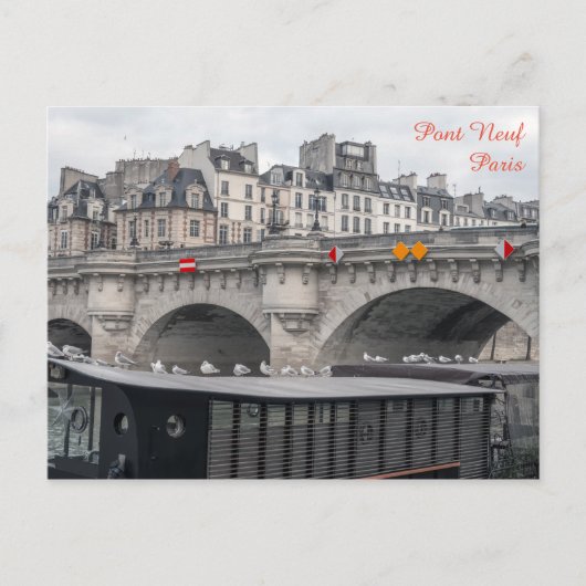 Woonboot bij Pont Neuf - Parijs, Frankrijk Briefkaart (Voorkant)