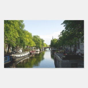 Woonboten in Amsterdam Gracht Rechthoekige Sticker