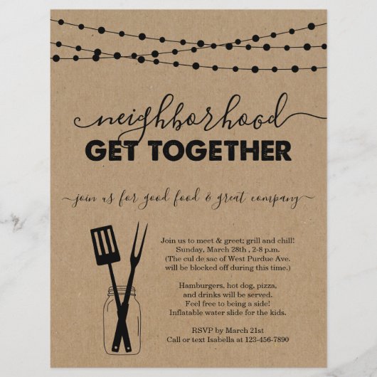 Woonbuurt Samenkomst Uitnodigingsfolder Flyer (Voorkant)