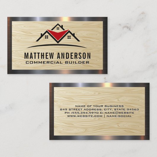 Woonhuizen | Houtstructuur Visitekaartje (Voorkant / Achterkant)
