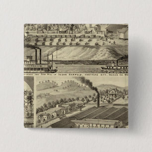 Woonplaats en zaagmolen van Susan Harpold Vierkante Button 5,1 Cm