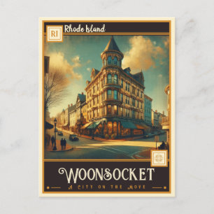 Woonsocket, Rhode Island Antiek Briefkaart