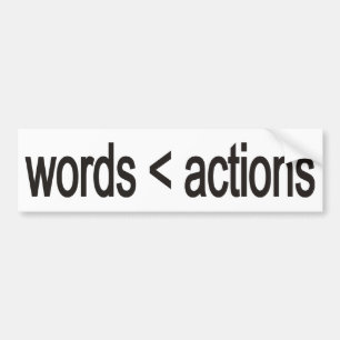 woord < acties bumpersticker