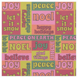 Woord Collage jaren 70 Stijl Kerstpatroon Stof