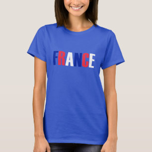 Woord FRANKRIJK in driekleurige vlag van het land T-shirt
